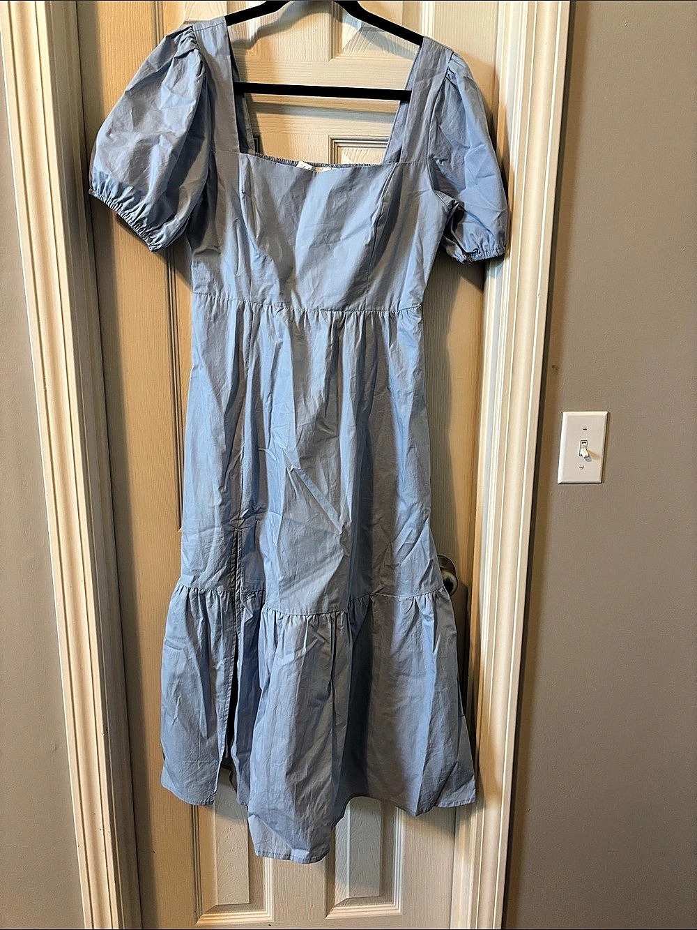 Blue Mini Dress Puff Sleeve